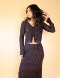 Amara Polka Dot Mesh Top Dark Chocolate