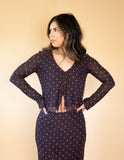 Amara Polka Dot Mesh Top Dark Chocolate