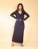 Eda Polka Dot Mesh MIDI Skirt Dark Chocolate